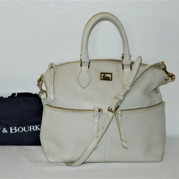 Dooney & Bourke Pebble Leather Satchel with Trim on QVC  Dooney & Bourke Pebbled Leather Satchel